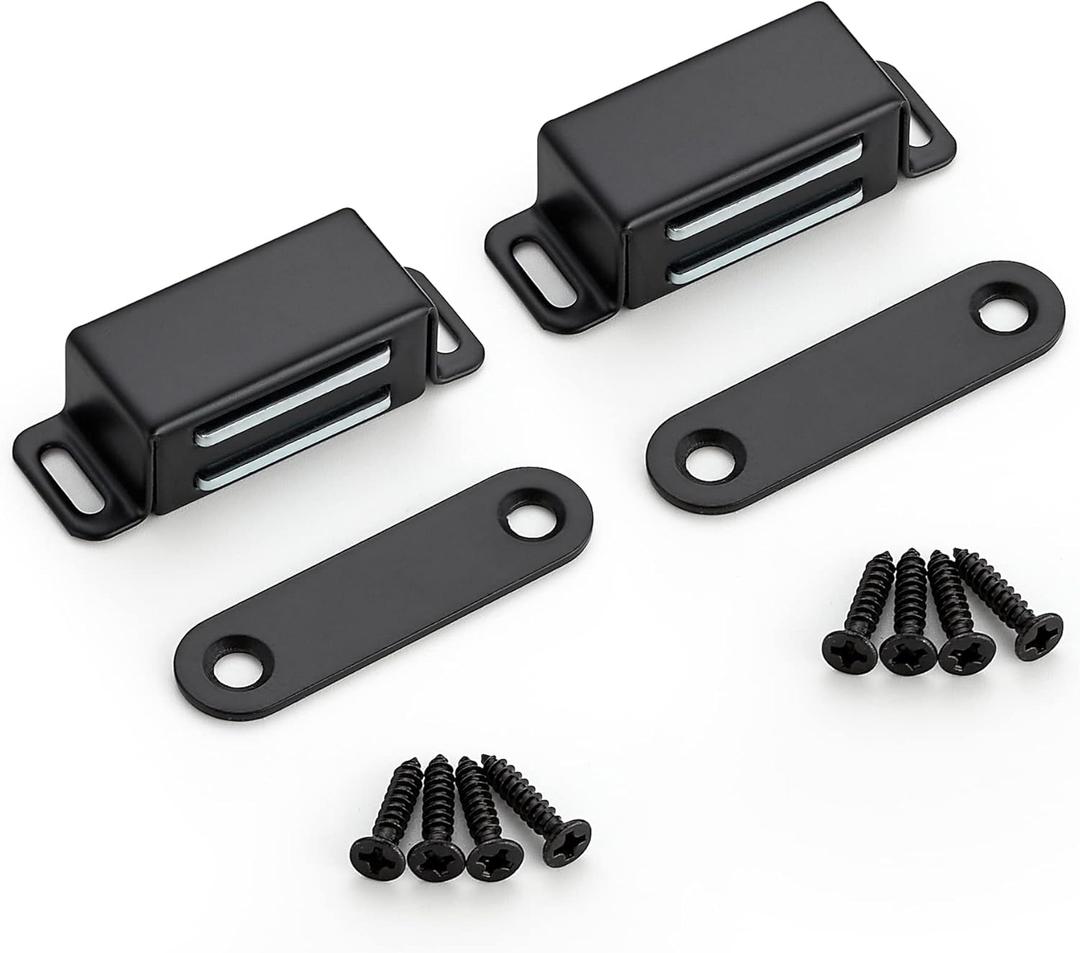 Ravinte 30 Pack Black Magnetic Door Catch, Matte Black Cabinet Magnets, Strong Magnetic Catch Latch for Kitchen Cabinets, Drawers & Cupboards, Stainless Steel Closures