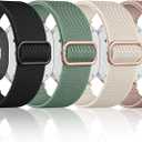 4 Pack Stretchy Bands Compatible with Samsung Galaxy Watch 8 Band 40mm 44mm/Samsung Galaxy Watch 8 Classic 46mm Band, No Gap Water-Resistant Nylon Sport Strap for Women Men