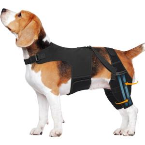 Dog Knee Brace for Torn Acl Hind Leg, Adjustable for Back Leg with 4 Stabilizers, Reduces Pain, Ligament Injuries & Luxating Patella, (Solid Black-M)