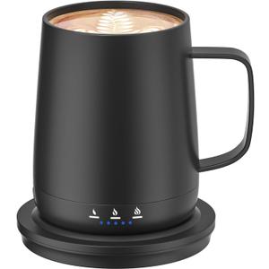 Smart Self Heating Coffee Mug,14oz Temperature Control Coffee Mug,Hot up to 150F,Rechargeable Heated Coffee Mug,Up to 6H Battery Life,Coffee Cup Warmer,Great Gift for Coffee Lovers,Dad,Mom (Black)