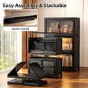 6-Tier Foldable Storage Cabinet with Wheels & Lid, 291QT Extra Large Stackable Organizer, No Tool Required, Storage Cabinet for Garage, Home Office, Pantry, Kitchen, Dorm