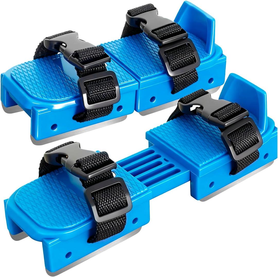 Nattork Adjustable Little Kids Ice Skates with Double Runner for Beginners Toddlers Ice Hockey Skates Strap Fastening Comfortable (Blue)