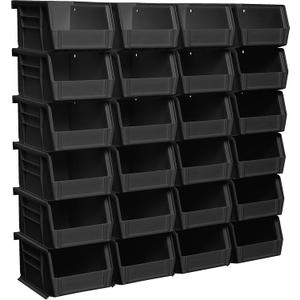 Akro-Mils 30210 AkroBins Plastic Storage Bins, Space-Saving Stackable Bins for Garage, Pantry, Craft Organization, 5" x 4" x 3", Black, 24-Pack