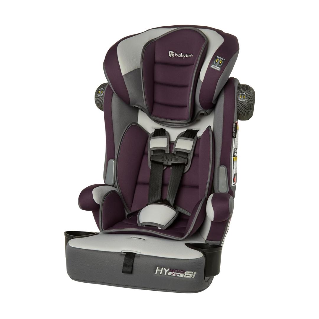 Baby Trend Hybrid SI 3-in-1 Combination Booster Seat, Dash Plum Side-Impact Protection, 3-Stage Growth Design, Adjustable Headrest, Cushioned Comfort MFG DATE: 05/04/2026