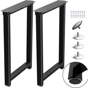 TOCRETOARE Metal Table Legs Heavy Duty, 28H x 18W, Metal Furniture Legs for Dining Desk Bench and Coffee Table, Industrial Black DIY Iron Bench Legs, Set of 2