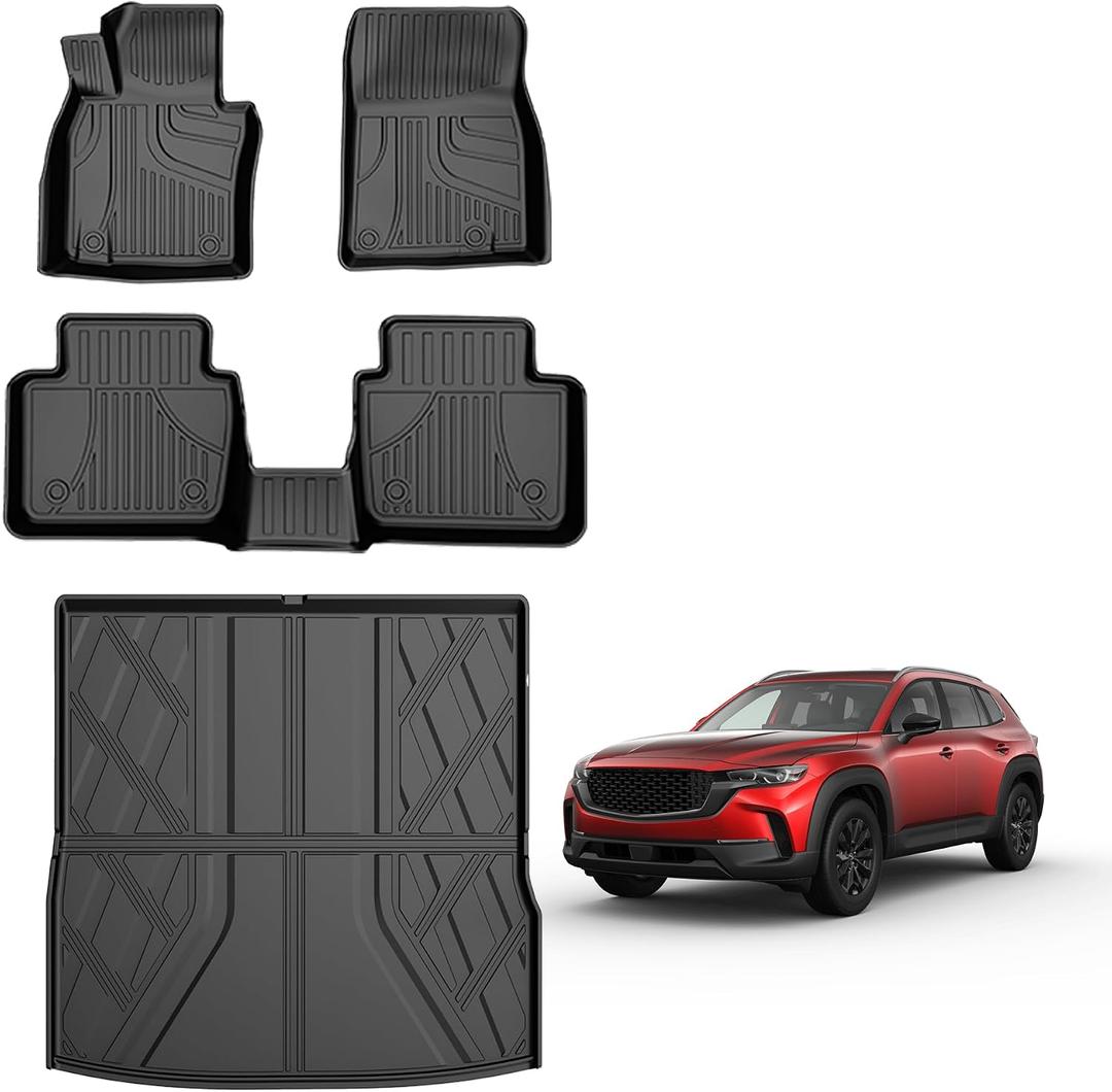 Floor Mats & Cargo Liner Set Custom Fit for Mazda CX-50 2023-2026 (Not for Hybrid) All-Weather TPE Rubber Anti-Slip CX50 Car Interior Accessories