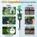 2 Packs Motion Activated Deer Repellent with Water Sprinkler, Solar Powered Cat Repellent Outdoor, IP65 Waterproof Deer Repellent Devices with Flashing Light, Deter Dogs Skunks Raccoons from Garden
