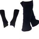 Leg Warmers and Arm Gloves Set,for Women, Dance, Yoga, Cosplay Costume, Party Accessories, 80s Style (Black)