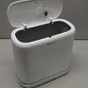 Funest Bathroom Trash Can, 3.3 Gallon Slim Trash Can with Lid, Adsorption Garbage Can with Press-Top Lid, Small White Narrow Plastic Trash Bin for Bathroom, Office, Bedroom, Living Room