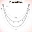 Star Pants Chain Hip Hop Silver Y2k Jeans Belt Chains Cute Vintage Punk Chunky Trouser Pocket Keychains Goth Rock Layered Wallet Jewelry Accessories for Women Men Girls