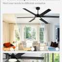 Fanbulous 60 Inch Ceiling Fans with Lights and Remote, Reversible 6 Blades & Dimmable 3-Color Outdoor Ceiling Fans for Patios, DC Motor Large Ceiling Fan for Indoor or Covered Outdoor-Black