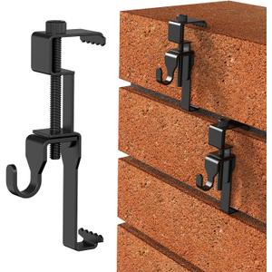 Stainless Steel Brick Wall Clips, Hooks Clamp Outdoor Heavy Duty 1-3/4" to 2-3/4" Hangers No Drill, 6 Packs