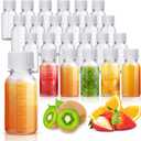 Zubebe 24 Pcs Plastic Bottles with Caps Clear Ginger Shots Bottles with Lids Leak Proof Small Juice for Freezer Mini Water Containers for Drink Milk Beer Coffee Liquid(2 oz)
