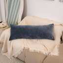 Chenille Lumbar Pillow Cover 14x36 inch, Dusty Blue Decorative Pillow Cover, Farmhouse Soft Chenille Cushion Case for Couch Sofa Bed Living Room, Pack of 1(Cover ONLY)