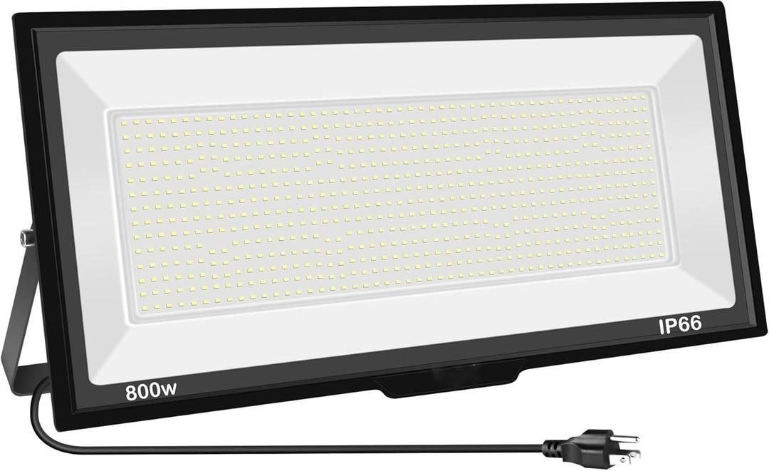 800W LED Flood Light Outdoor, 6000K 80000LM Daylight White Security Lights Outside Lamp, IP66 Waterproof Exterior Floodlights Lighting for Garden Yard Stadium Arena
