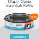 Diaper Genie Essentials Round Refill Pack of 4 | Holds Up to 1280 Newborn Diapers | Features Unscented Continuous Film | Compatible with Diaper Genie Complete and Expressions Pails