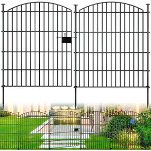 10 Panels Garden Fence Dog Fence Outdoor for Yard, 32in H x 23.6ft L Rustproof Metal Fencing with Ground Stakes | No Dig Animal Proof Containment for Pets/Rabbits | Durable Patio Security Panels