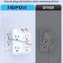 2 Pack Outlet Extender Surge Protector, HOPOW 6 Outlet Splitter with 4 USB Ports (2 USB C), USB Wall Charger, 3-Sided 1050J Multi Plug Wall Outlet, Wall Mount for Home Travel Office Travel, White