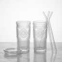 2-Piece Vintage Origami Ribbed Glassware Set