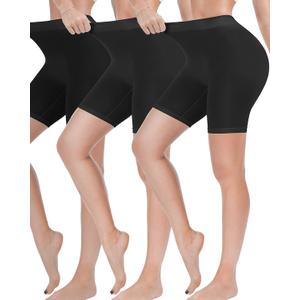 Reamphy 3 Pack Slip Shorts for Women Under Dress,Comfortable Smooth Yoga Shorts,Workout Biker Shorts (Black, M)
