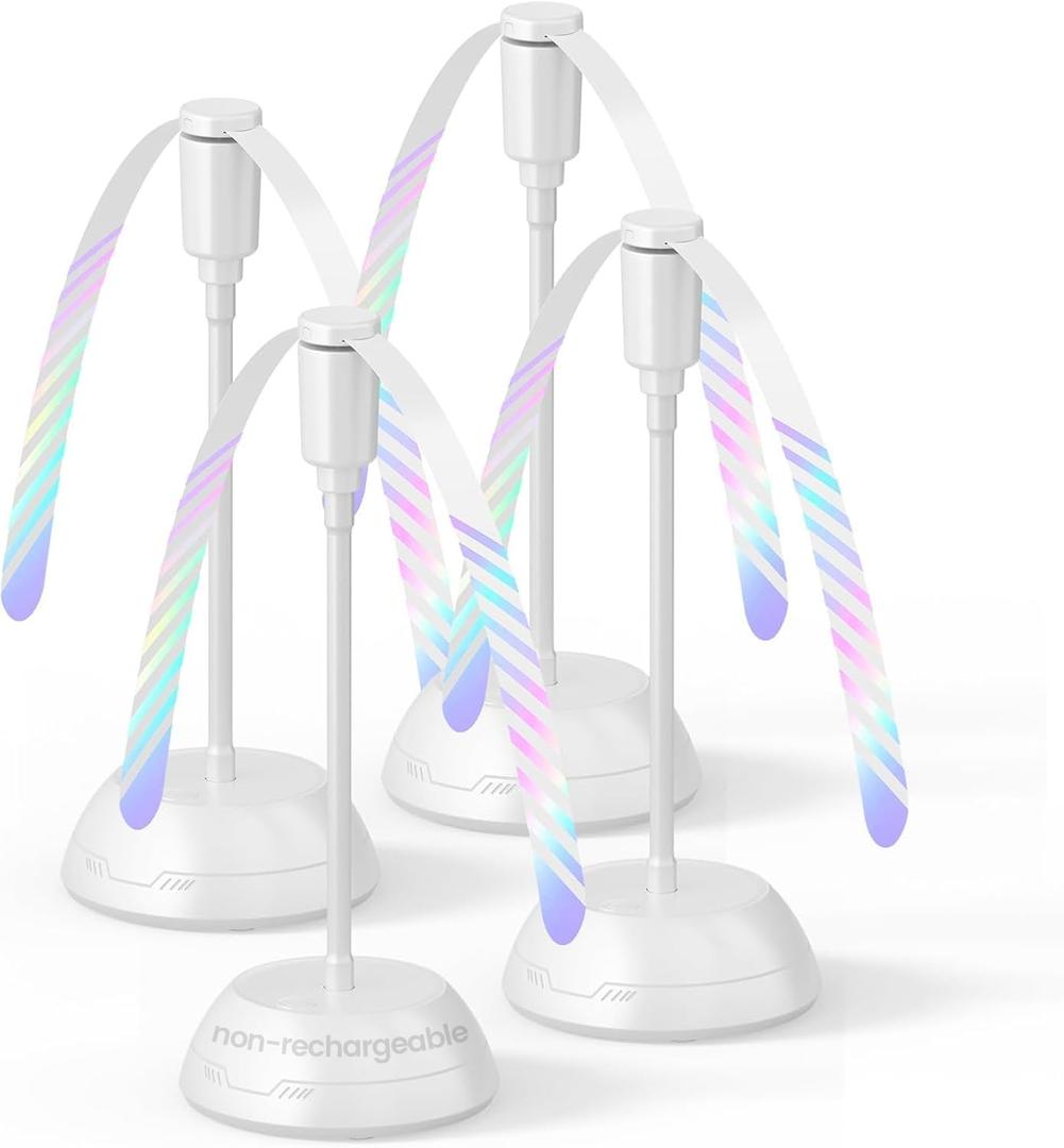 Edvision 4Pack Food Fan for Table, AA Battery Powered, Portable Fan with Flexible Gooseneck and Soft Blades, Soundless Table Fan for BBQ, Picnic, Party, Patio (Non-rechargeable,White)