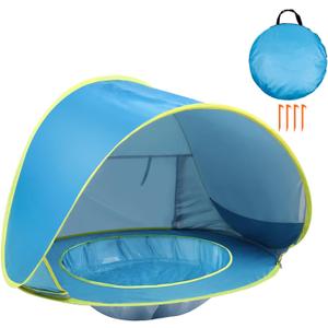 Baby Beach Tent Pop Up Beach Tent Baby Tent for Beach, Portable Shade Pool UV Protection Sun Shelter for Infant, Blue 