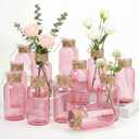 Mason Jars for Centerpiece, 12 Pack Vintage Farmhouse Glass Flower Vase Pink Bud Vases Bulk for Weddings, Parties& Home Decor