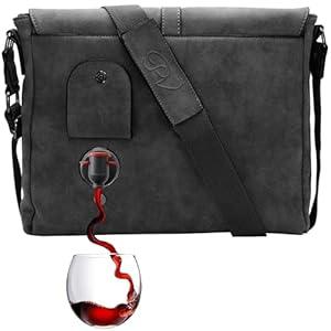 PortoVino Wine Bag - Vegan Leather Wine Purse with Hidden Insulated Wine Compartment - Fashionable Wine Tote - Shoulder Wine Carrier Holds 2 Bottles Ideal for Travel, Parties, and Gifts
