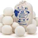 Handy Laundry Wool Dryer Balls - Natural Fabric Softener, Reusable, Reduces Clothing Wrinkles and Saves Drying Time, Better Alternative to Plastic Balls and Liquid Softener (Pack of 12)