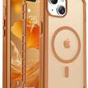 jaroco Magnetic for iPhone 13 Case, [Compatible with MagSafe][Military Grade Drop Protection][Heavy Duty Protection][Non-Slip][Shockproof] 2-Layer Durable Bumper Phone Case 6.1''-Brown