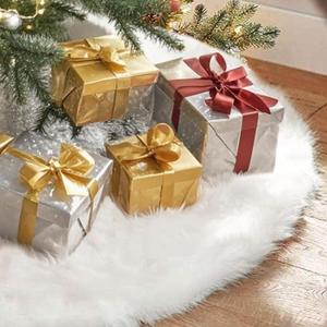 Christmas Tree Skirt White 60 Inch Faux Fur Plush - Indoor/Outdoor Decoration for Merry Christmas