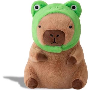 Cute Capybara Plush Soft Capybara Stuffed Animal with Frog Hat Kawaii Capybara Plush Toys Stuffed Capybara Doll Pillow Birthday Gifts Kids Girls Boys 12 inch