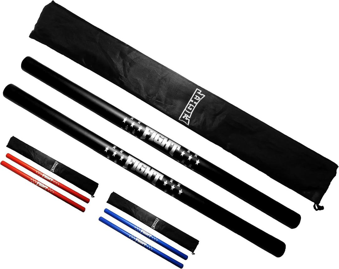 Martial Arts Equipment Foam Padded Sticks with Carry Bag Case Set 2 Pieces