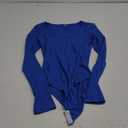 Roselux Womens Scoop Neck Long Sleeve Ribbed Knit Bodysuits Stretchy Basic T Shirt Body Suit Tops (Medium, Royal Blue)