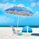 Portable Beach Umbrella, Size Unknown, Colors Blue, White, Dark Blue.