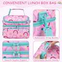 Kasqo Lunch Bag Kids, Dual Compartment Insulated Cooler Bag Girls Boys Toddler Lunch Box Containers for Daycare School Kindergarten Travel Pink Rainbow