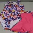 uideazone Girls 3 Piece Bathing Suit Summer UPF 50+ Racerback Swimsuit with Shorts Beach Tankini Sets 8-16 Years (9-10 Years, A1-Butterfly)