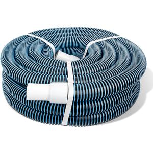 1-1/4 Inch x 27Ft Heavy-Duty Spiral Wound Pool Vacuum Hose with Kink-Free Cuff - Durable, Flexible, Universal Fit for Pool Maintenance, White, Blue