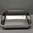 Holintan Stainless Steel Litter Box for Kitten, 15.7"×11.8"×4" Small Litter Box for Kittens Easy Entry, Non Odor, Easy to Clean, Metal Litterbox for Cat, Rabbit, Guinea Pigs and Hamsters 2 pcs