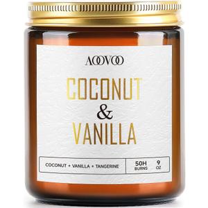 AOOVOO Coconut Vanilla Candles - 9 oz Scented Candles, Aromatherapy Candle, Soy Candle for Home Scented