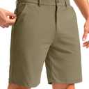 Soothfeel Men's Golf Shorts with 5 Pockets Stretch Lightweight Quick Dry 9 Inch Flat Front Casual Work Dress Shorts for Men (Khaki, 36, XL)