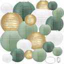 21Pcs Sage Green Paper Lanterns,4"6"8"10"12" Hanging Round Paper Lanterns Decorative for Indoor or Outdoor Weddings Bridal Shower Decorations,Rustic Party,Graduation,Sage Green Birthday Party Supplies (21pack)