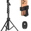 Liphisy 64” Tripod for Cell Phone & Camera, Phone Tripod with Remote and Phone Holder, Sturdy & Stable Height Adjustable Multi-Angle Shot Selfie Stick Tripod for Video Recording
