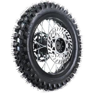 80/100-12 3.00-12 Tire Tube,12" Rear 12mm Axle Rim Wheel With Brake Rotor and 428 41T Sprocket For Apollo SSR 50cc 125cc XR CRF Dirt Pit Bike, 2 Pack