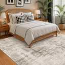 Farmhouse Area Rugs for Living Room, 8x10 Washable Abstract Rug for Bedroom, Dining Room Under Table and Home Office, Ultra-Soft Low Pile Design, Stain Resistant (Beige / Brown), Distressed Design