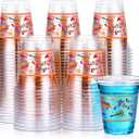 Sumind 100 Pcs 12 oz Let's Fiesta Cups Plastic Mexican Cups Cinco De Mayo Party Decorations Clear Disposable Mug for Fiesta Taco Birthday Party Drinkware Supplies Decorations(Classic Style)