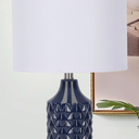 Qingmiao Modern Ceramic Table Lamp, 1 Navy Blue with Diamond Protrusions Texture, 25'' Nightstand Lamp for Bedroom Living Room