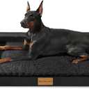 Patas Lague Orthopedic XL Dog Bed Large Sized Dog 48''X30'', Waterproof L Bolster Big Pet Sofa Beds with Removable Washable Cover, Soft Comfortable Pet Couch Crate Mat with Nonskid Bottom, Black