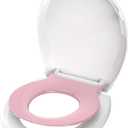 Ansffer Toddler Toilet Seat with Potty Training Seat Round 16.5inch, 2 in 1 Toilet Seat for Family Built-in Baby Seat Removable, Soft Close + Easy Clean, PP Safe Material, Pink