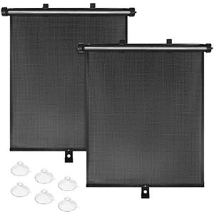 BOGI Car Window Shades for Side Windows, 2 Pack Retractable Sun Shades for Blocks Heat and UV Rays Glare Protection Breathable Roller Car Window Shade for Baby, Kids, Pets, Passengers